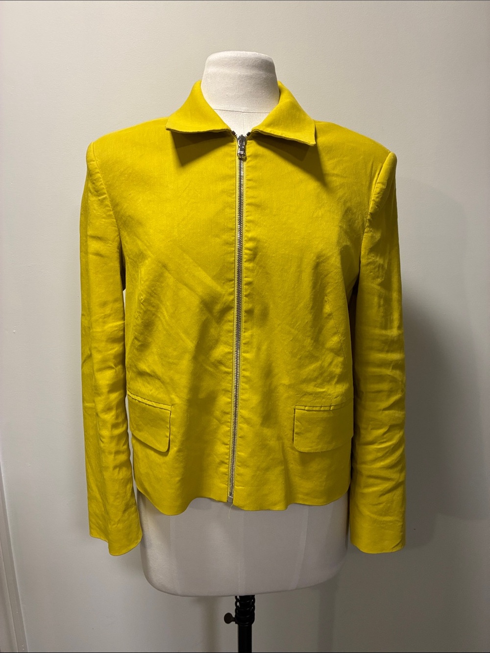 Cropped Zip-Front Yellow Women's Blazer